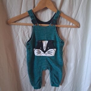 baby cat and jack 3-6 months Green cat overalls with adjustable straps